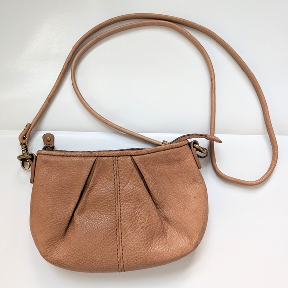Fossil little crossbody tan pebbled leather bag Style SL2885 - Picture 3 of 10